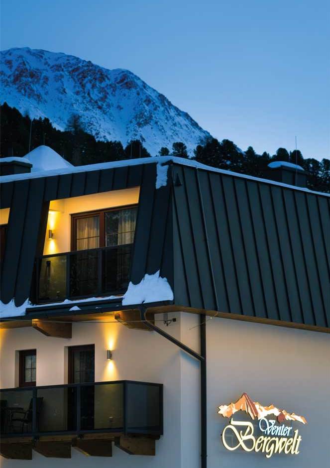 Hotel Venter Bergwelt Detailaufname abends